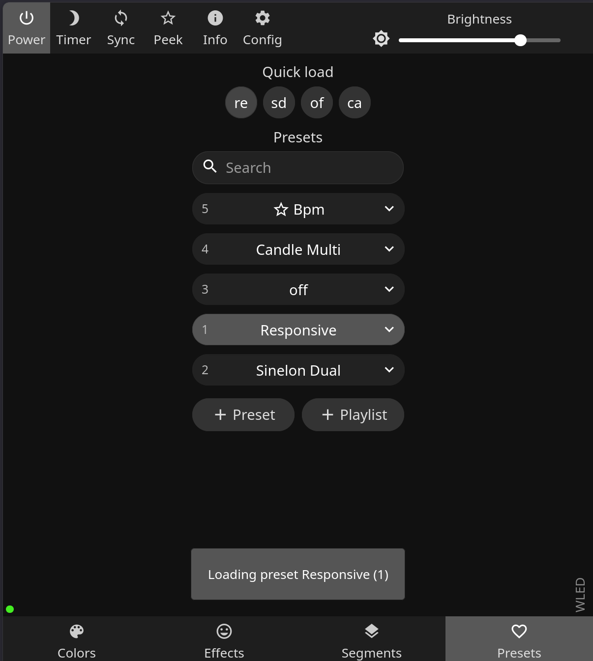 WLED Effects page